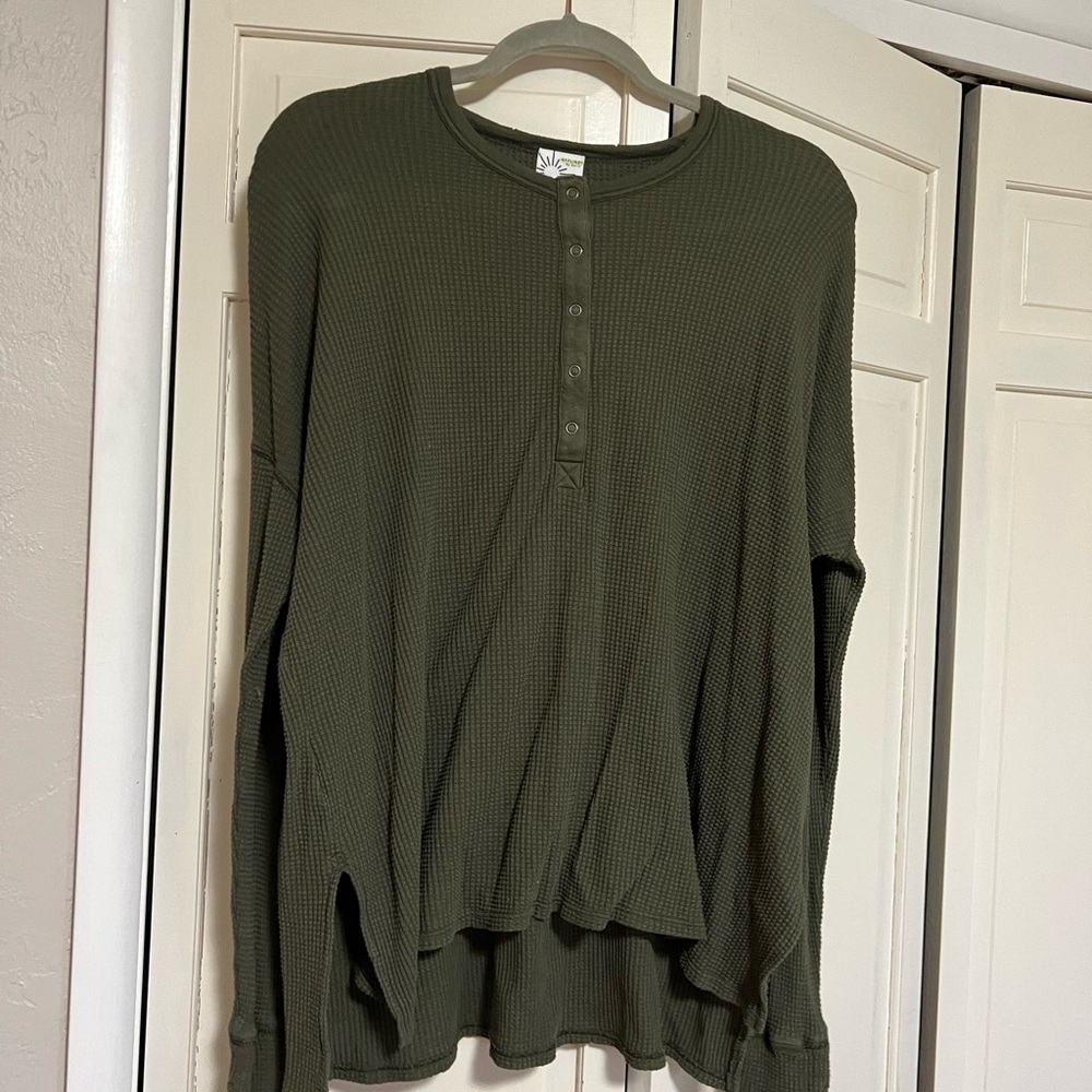 Aerie Olive Green Waffle Knit Top